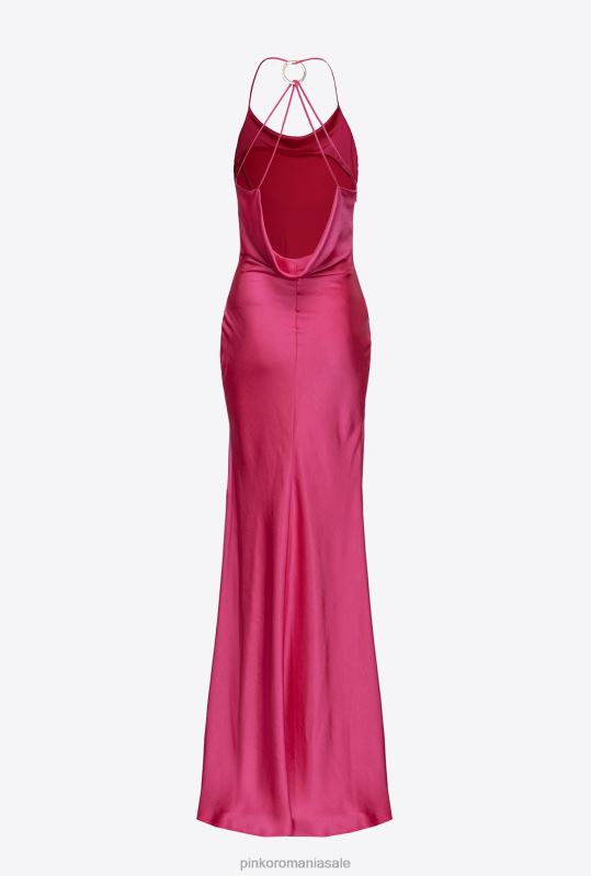 rochii lungi | rochie lunga din satin cu detaliu inel Pinko violet fucsia B0D0847