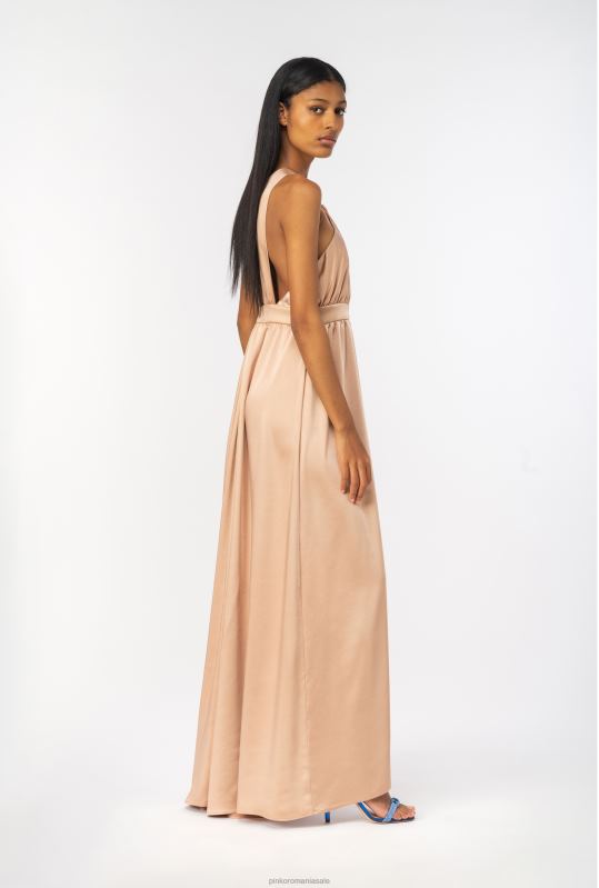 rochii lungi | rochie lunga din satin cu fanta Pinko cameo roz B0D0850