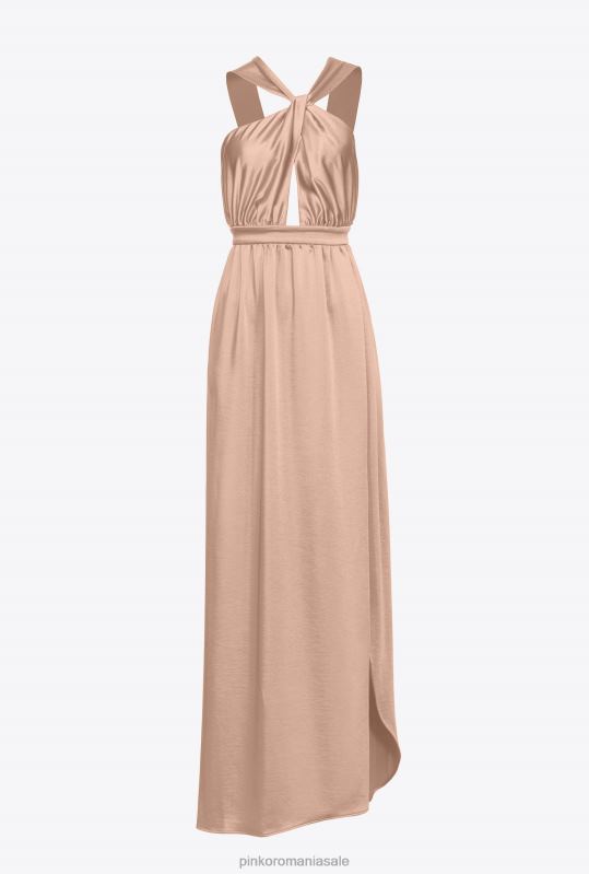 rochii lungi | rochie lunga din satin cu fanta Pinko cameo roz B0D0850