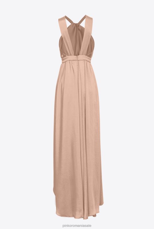 rochii lungi | rochie lunga din satin cu fanta Pinko cameo roz B0D0850