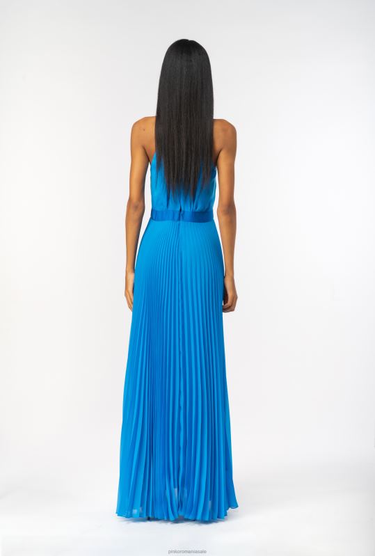 rochii lungi | rochie lunga din sifon plisat Pinko director albastru B0D08148