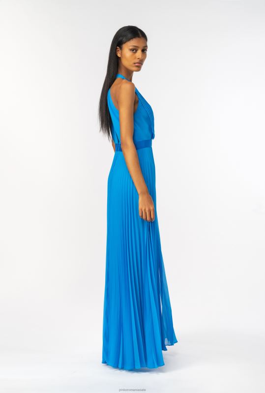 rochii lungi | rochie lunga din sifon plisat Pinko director albastru B0D08148