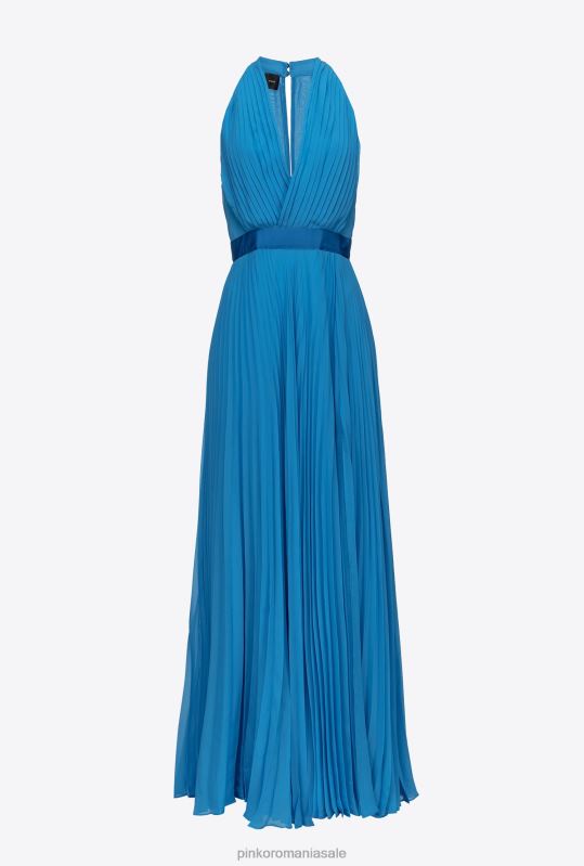 rochii lungi | rochie lunga din sifon plisat Pinko director albastru B0D08148
