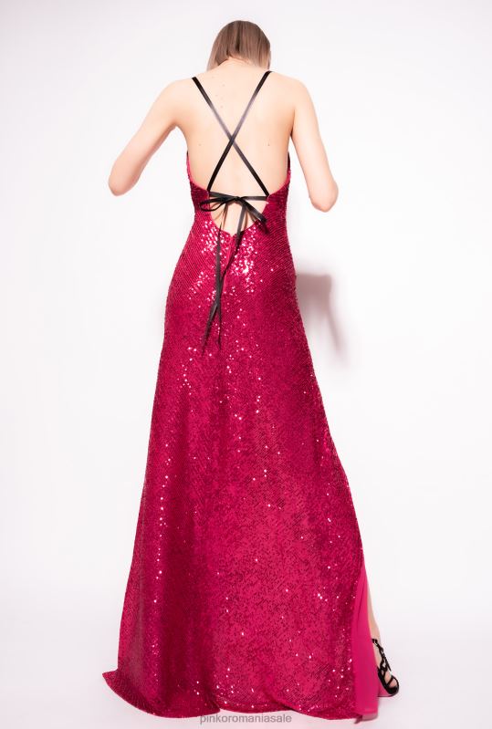 rochii lungi | rochie lunga, eleganta, cu paiete peste tot Pinko fucsia/gri B0D08203