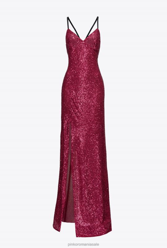 rochii lungi | rochie lunga, eleganta, cu paiete peste tot Pinko fucsia/gri B0D08203