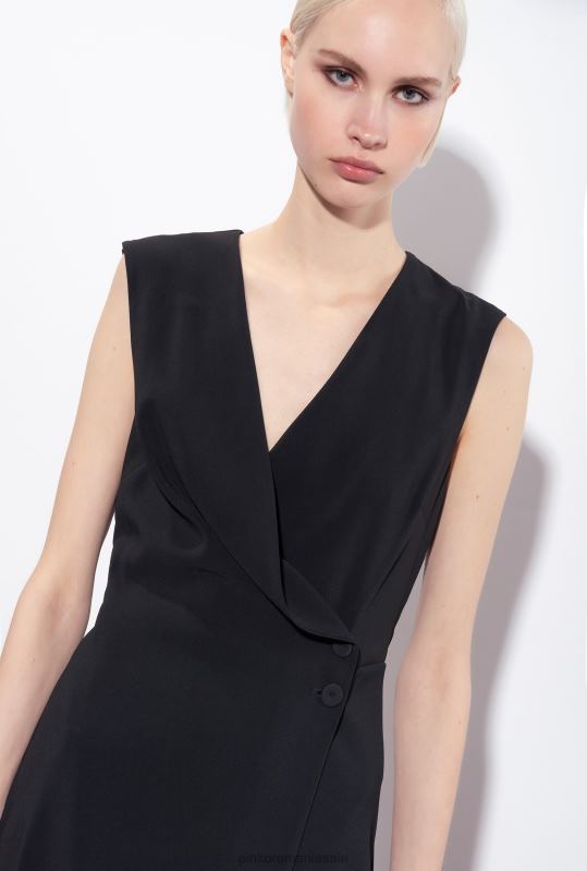 rochii lungi | rochie midi din crepon elastic Pinko limuzina neagră B0D0870