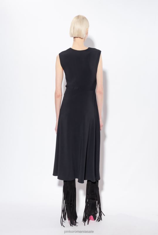 rochii lungi | rochie midi din crepon elastic Pinko limuzina neagră B0D0870