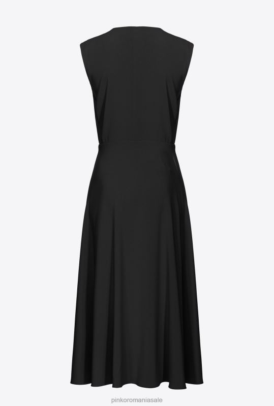 rochii lungi | rochie midi din crepon elastic Pinko limuzina neagră B0D0870