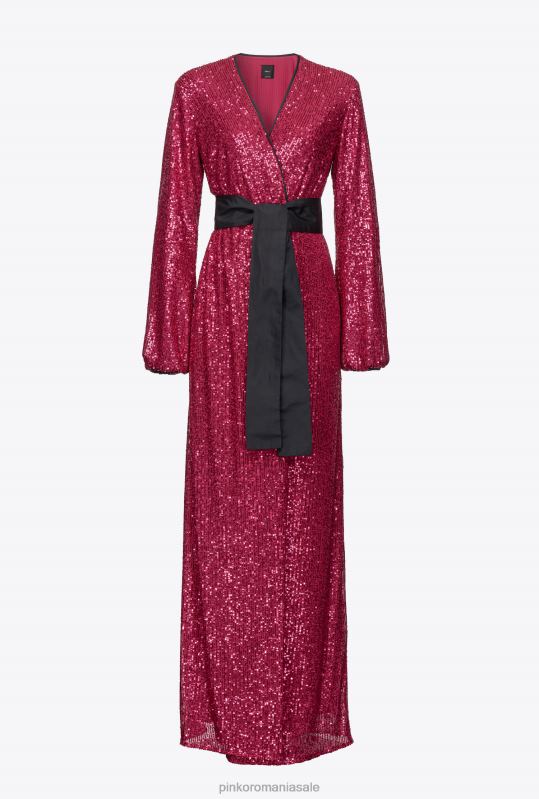 rochii lungi | rochie înfăşurată cu paiete Pinko fucsia/gri B0D08196