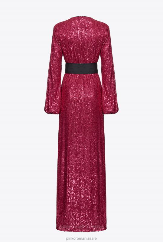 rochii lungi | rochie înfăşurată cu paiete Pinko fucsia/gri B0D08196
