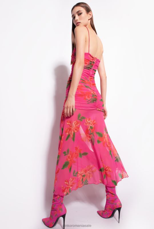 rochii lungi | rochie slim-fit cu imprimeu floral Pinko multi fucsia/rosu B0D08142