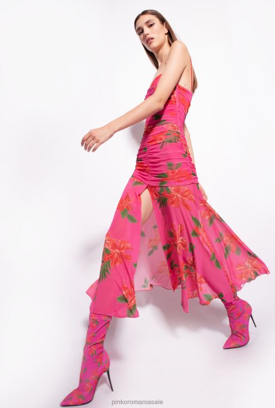 rochii lungi | rochie slim-fit cu imprimeu floral Pinko multi fucsia/rosu B0D08142