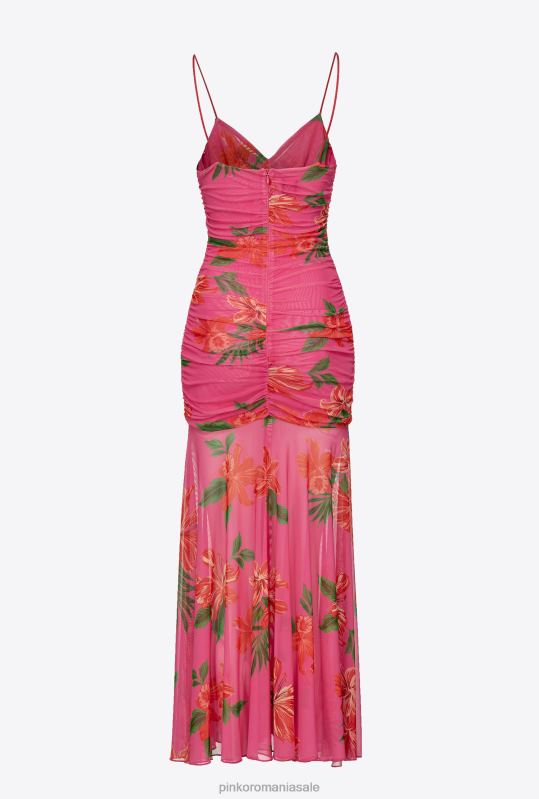 rochii lungi | rochie slim-fit cu imprimeu floral Pinko multi fucsia/rosu B0D08142