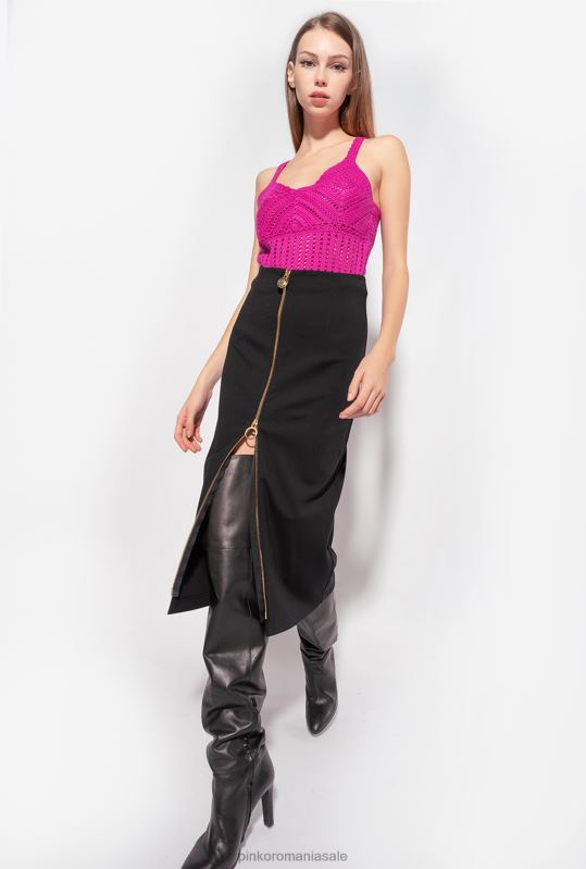 rochii de lungime mijlocie | fusta pana la gambe cu fermoar Pinko limuzina neagră B0D08926