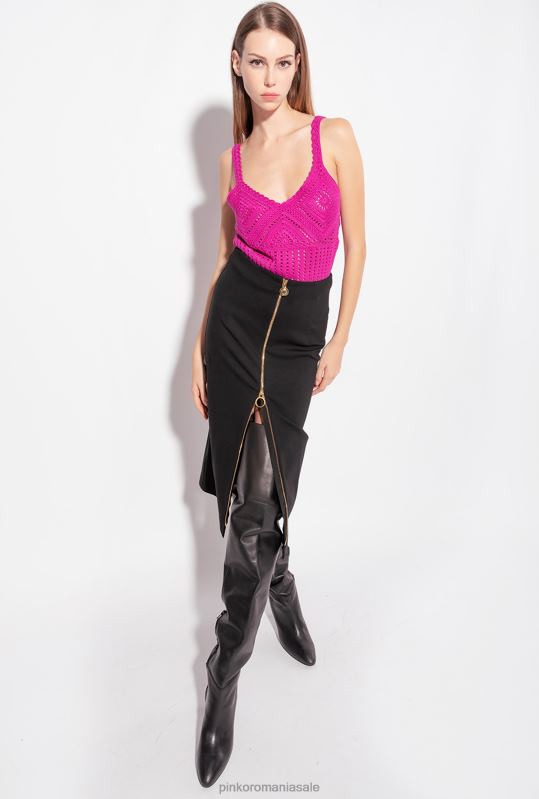 rochii de lungime mijlocie | fusta pana la gambe cu fermoar Pinko limuzina neagră B0D08926