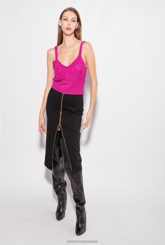 rochii de lungime mijlocie | fusta pana la gambe cu fermoar Pinko limuzina neagră B0D08926