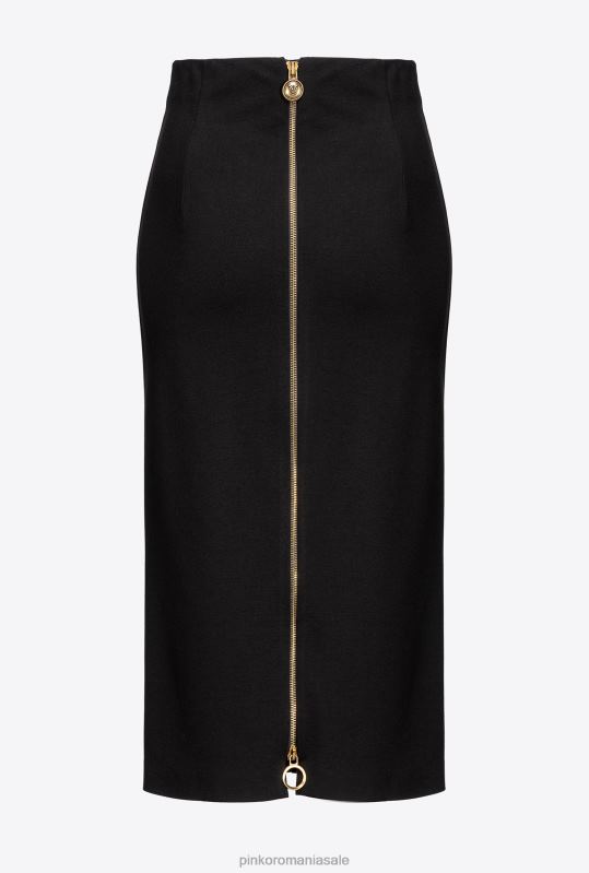 rochii de lungime mijlocie | fusta pana la gambe cu fermoar Pinko limuzina neagră B0D08926