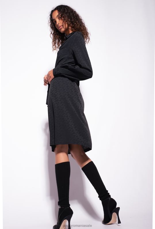rochii de lungime mijlocie | rochie camasa jacquard cu imprimeu logo Pinko limuzina neagră B0D08119