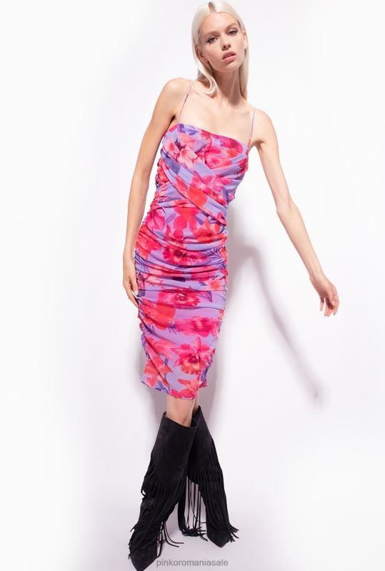 rochii de lungime mijlocie | rochie cu imprimeu floral până la gambă Pinko liliac/roz deschis/fucsia B0D0895