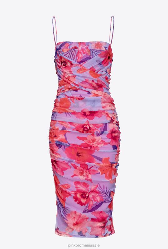 rochii de lungime mijlocie | rochie cu imprimeu floral până la gambă Pinko liliac/roz deschis/fucsia B0D0895