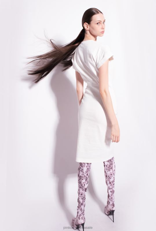 rochii de lungime mijlocie | rochie de in nasturi Pinko nor alb B0D0887