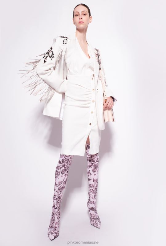 rochii de lungime mijlocie | rochie de in nasturi Pinko nor alb B0D0887