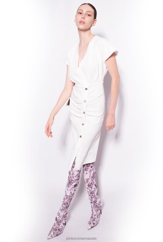 rochii de lungime mijlocie | rochie de in nasturi Pinko nor alb B0D0887