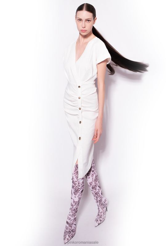 rochii de lungime mijlocie | rochie de in nasturi Pinko nor alb B0D0887