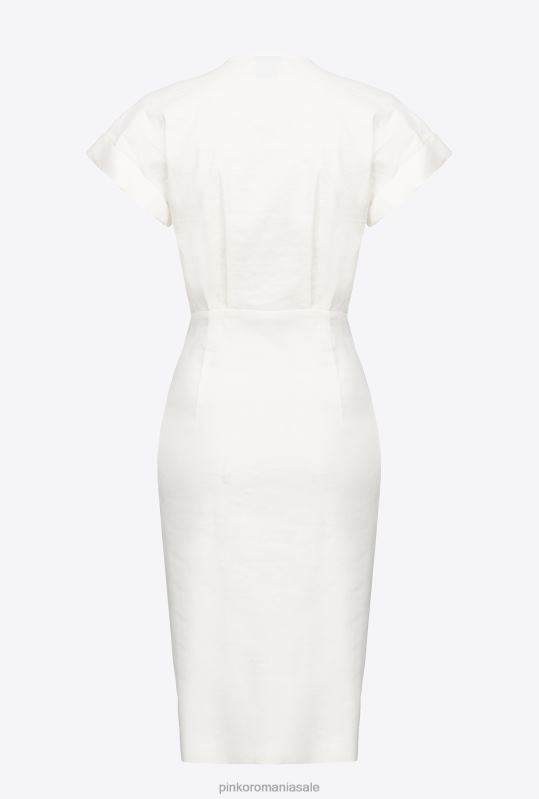 rochii de lungime mijlocie | rochie de in nasturi Pinko nor alb B0D0887