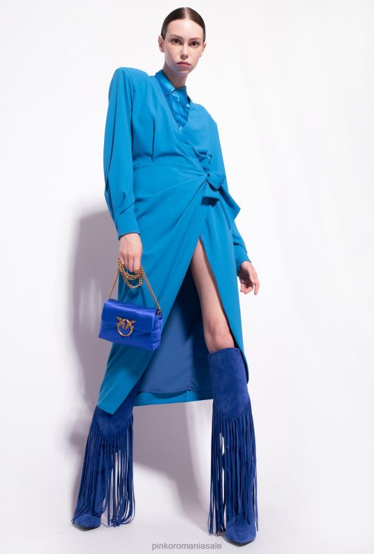 rochii de lungime mijlocie | rochie de tip crepon fluent Pinko director albastru B0D0889