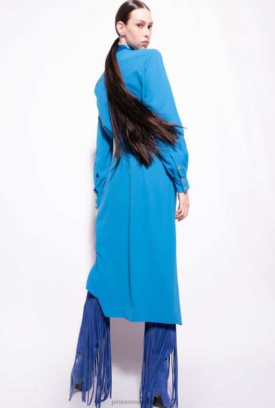 rochii de lungime mijlocie | rochie de tip crepon fluent Pinko director albastru B0D0889