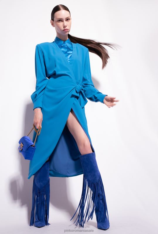 rochii de lungime mijlocie | rochie de tip crepon fluent Pinko director albastru B0D0889