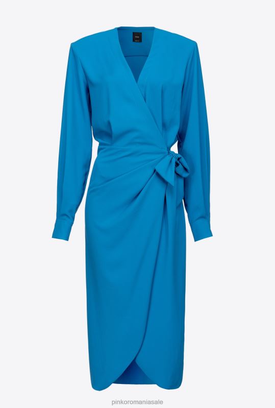 rochii de lungime mijlocie | rochie de tip crepon fluent Pinko director albastru B0D0889