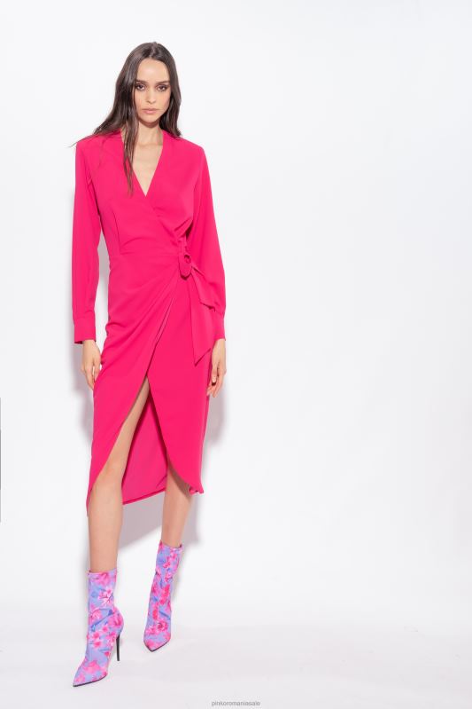 rochii de lungime mijlocie | rochie de tip crepon fluent Pinko roșu zmeură B0D0888
