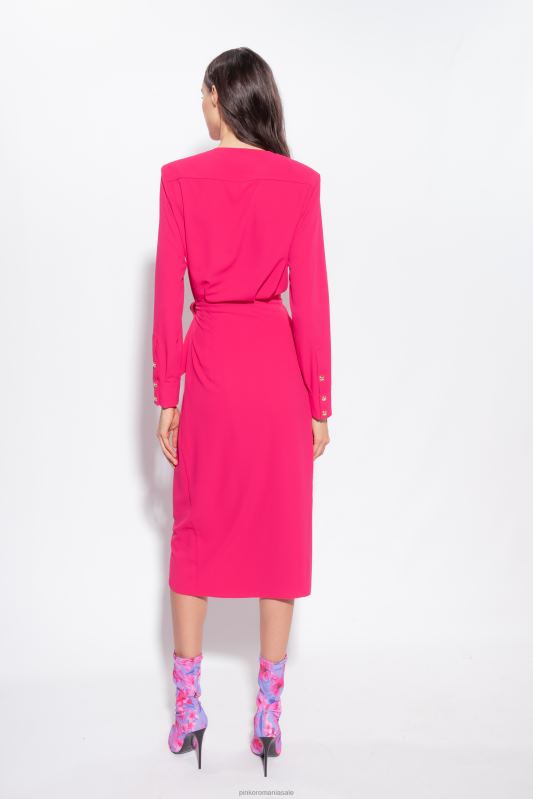 rochii de lungime mijlocie | rochie de tip crepon fluent Pinko roșu zmeură B0D0888