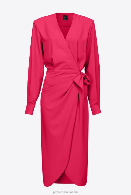 rochii de lungime mijlocie | rochie de tip crepon fluent Pinko roșu zmeură B0D0888
