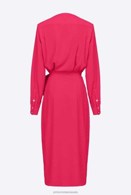 rochii de lungime mijlocie | rochie de tip crepon fluent Pinko roșu zmeură B0D0888