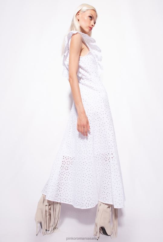 rochii de lungime mijlocie | rochie din bumbac cu broderie engleză Pinko alb strălucitor B0D08225