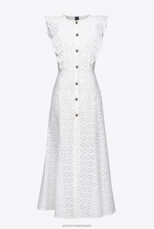 rochii de lungime mijlocie | rochie din bumbac cu broderie engleză Pinko alb strălucitor B0D08225