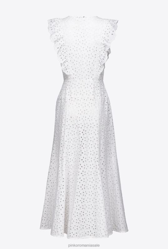 rochii de lungime mijlocie | rochie din bumbac cu broderie engleză Pinko alb strălucitor B0D08225