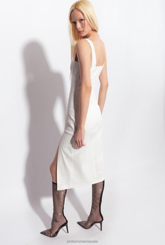 rochii de lungime mijlocie | rochie din in elastic până la gambe Pinko nor alb B0D08121