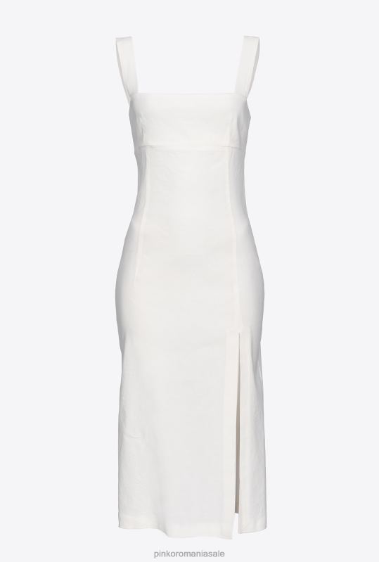 rochii de lungime mijlocie | rochie din in elastic până la gambe Pinko nor alb B0D08121
