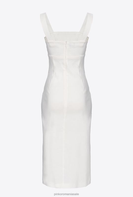 rochii de lungime mijlocie | rochie din in elastic până la gambe Pinko nor alb B0D08121