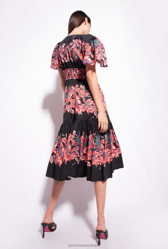 rochii de lungime mijlocie | rochie din poplin cu imprimeu tropical Pinko multi. negru/rosu B0D08106