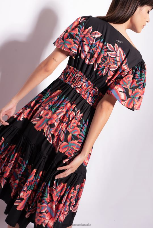 rochii de lungime mijlocie | rochie din poplin cu imprimeu tropical Pinko multi. negru/rosu B0D08106