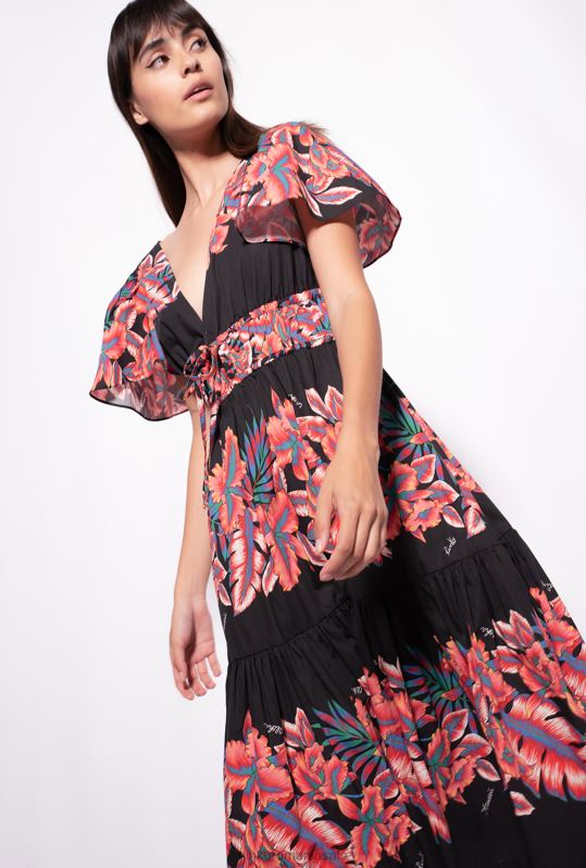rochii de lungime mijlocie | rochie din poplin cu imprimeu tropical Pinko multi. negru/rosu B0D08106