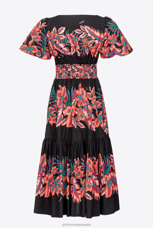 rochii de lungime mijlocie | rochie din poplin cu imprimeu tropical Pinko multi. negru/rosu B0D08106