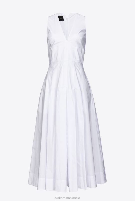 rochii de lungime mijlocie | rochie din poplin plisat Pinko alb strălucitor B0D0846