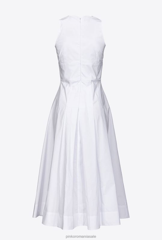 rochii de lungime mijlocie | rochie din poplin plisat Pinko alb strălucitor B0D0846