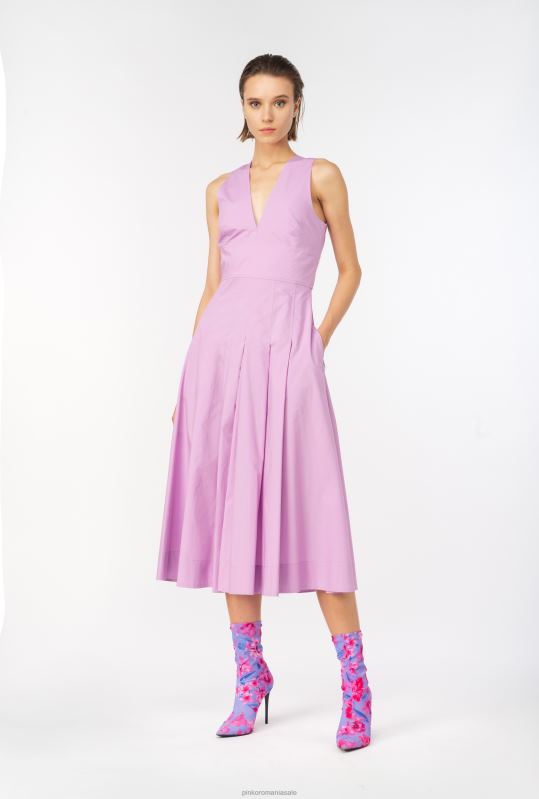 rochii de lungime mijlocie | rochie din poplin plisat Pinko dk șofran B0D0845